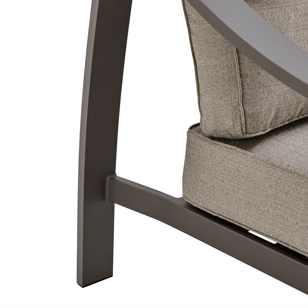 Mongo 4-Piece Outdoor Patio Furniture Set, Dark Brown Aluminum With Cushions, Brown