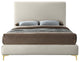 Geri Velvet Upholstered Bed, Cream, King