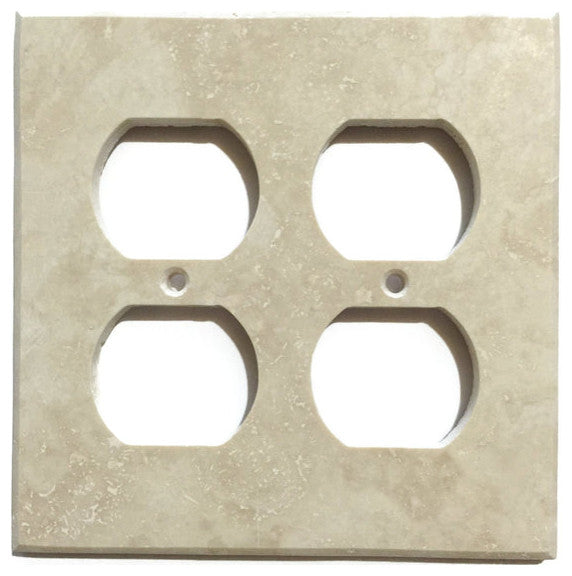 Travertine Switch Wall Plates Covers - Honed (Matte), Ivory, 2 Duplex