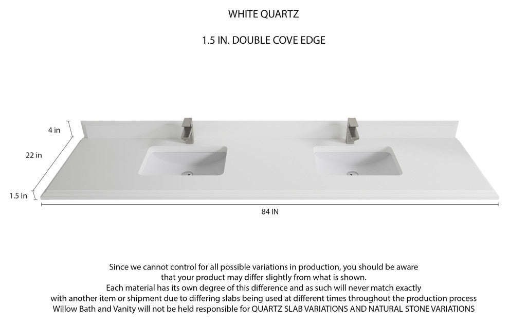 Malibu Mango 84 Double Sink Bath Vanity in Natural 1.5" White Quartz
