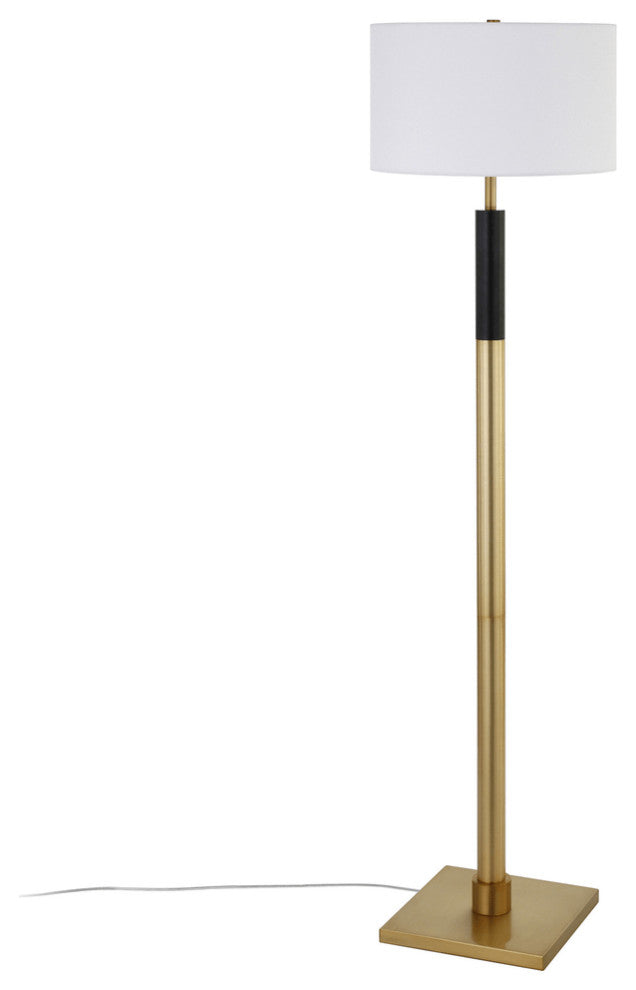 62" Black Traditional Shaped Floor Lamp With White Frosted Glass Drum Shade