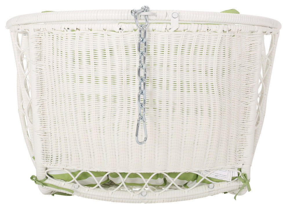 Auckland Wicker Hanging Chair With Stand, White/Green