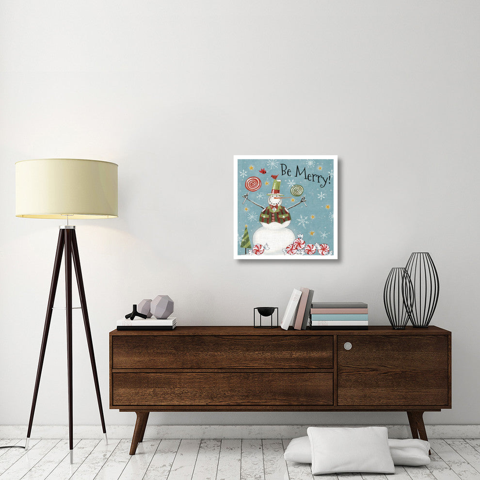 "Sweet Snowmen IV Blue" Digital Paper Print by Anne Tavoletti, 26"x26"