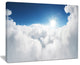 "Blue Sky And Sun Over Clouds" Contemporary Landscape Canvas Art, 20"x12"