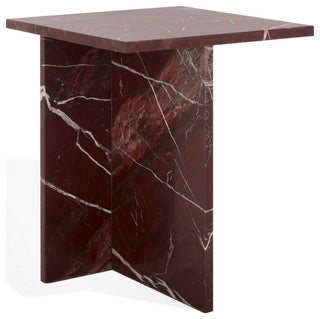 Safavieh Couture Adriano Marble Accent Table, Dark Red