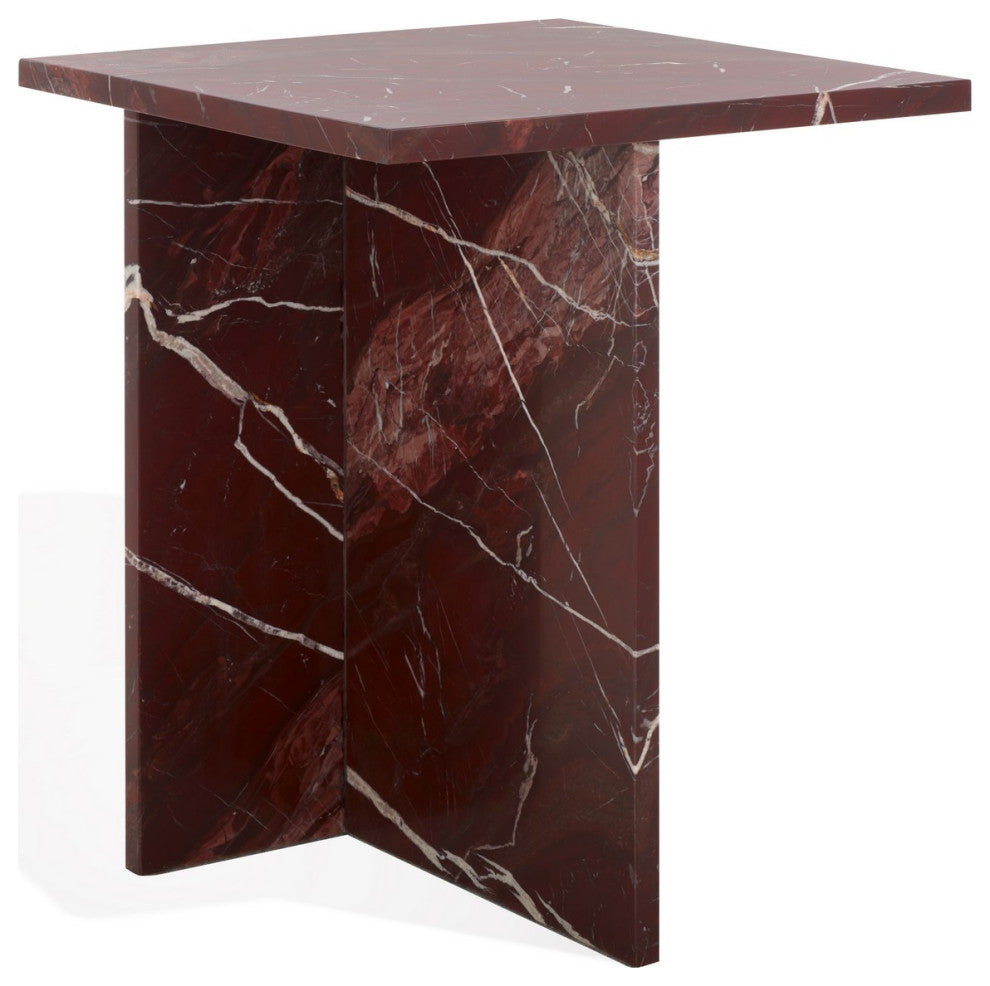 Safavieh Couture Adriano Marble Accent Table, Dark Red