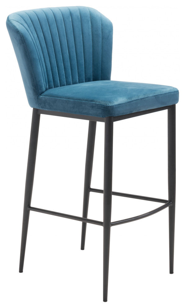 Set of Two Teal Blue Sea Shell Bar Chairs