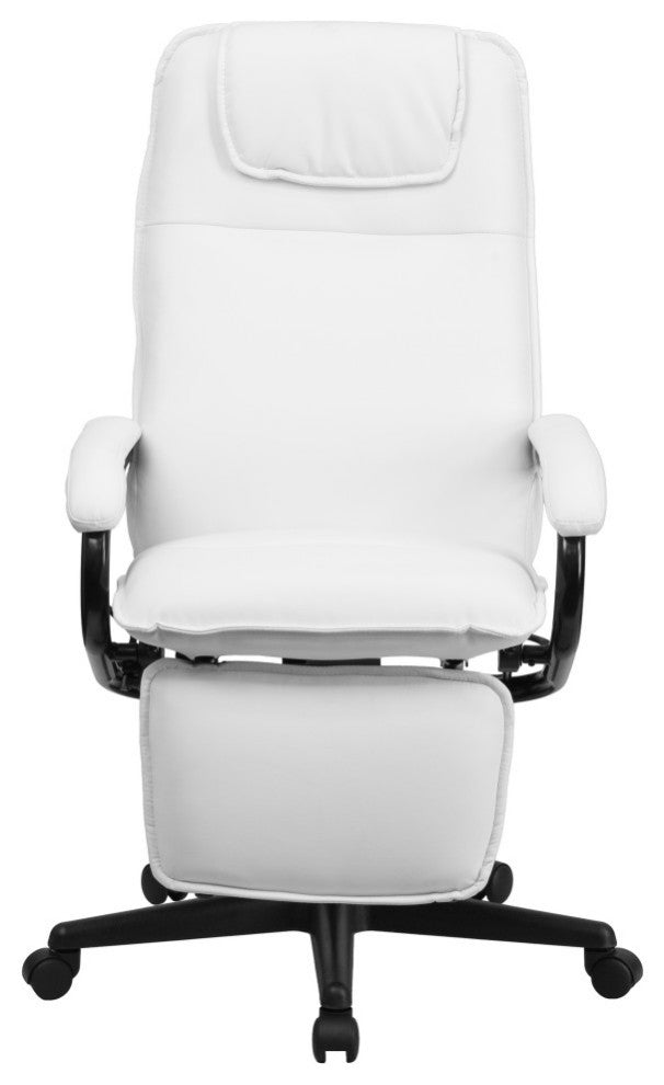High Back White Leather Executive Reclining Swivel Chair With Arms