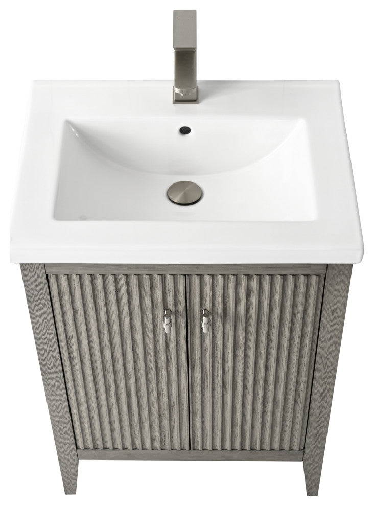 Vanity Art Freestanding Vanity, Driftwood Gray, 24", Single Sink, Brushed Nickel