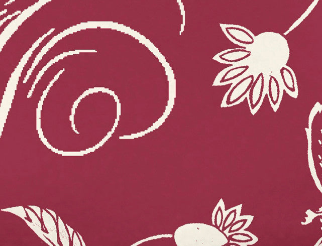 Traditional Bird Floral Decorative Holiday Floral Print Bath Towel, Cranberry