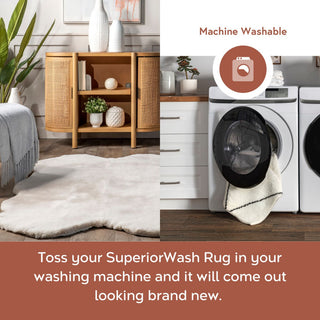 Nuloom Corra Faux SheepSkin Washable Rug, Off White 3' 6" x 6' Shaped