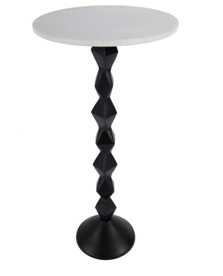 Ada 12" W Round Marble and Metal Side Table