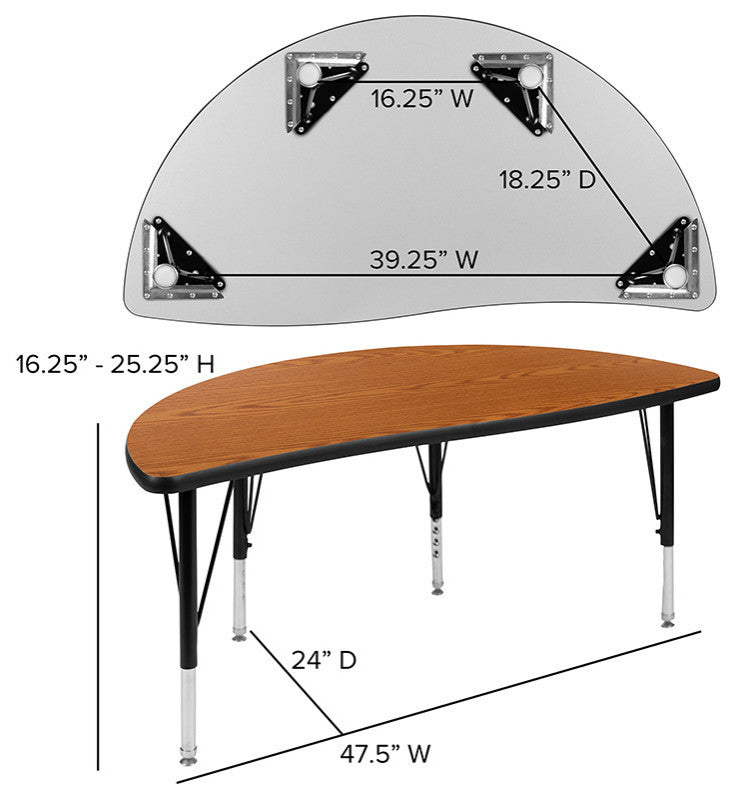 76" Oval Wave Activity Table Set with 12" Student Stack Chairs, Oak
