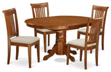 5-Piece Set Avon With Leaf And 4 Cushiad Chairs In Saddle Brown