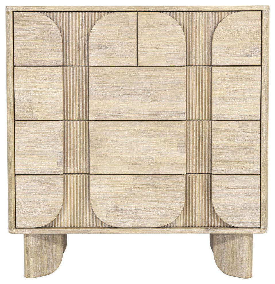 Haru 5-Drawer Acacia Chest, Beige