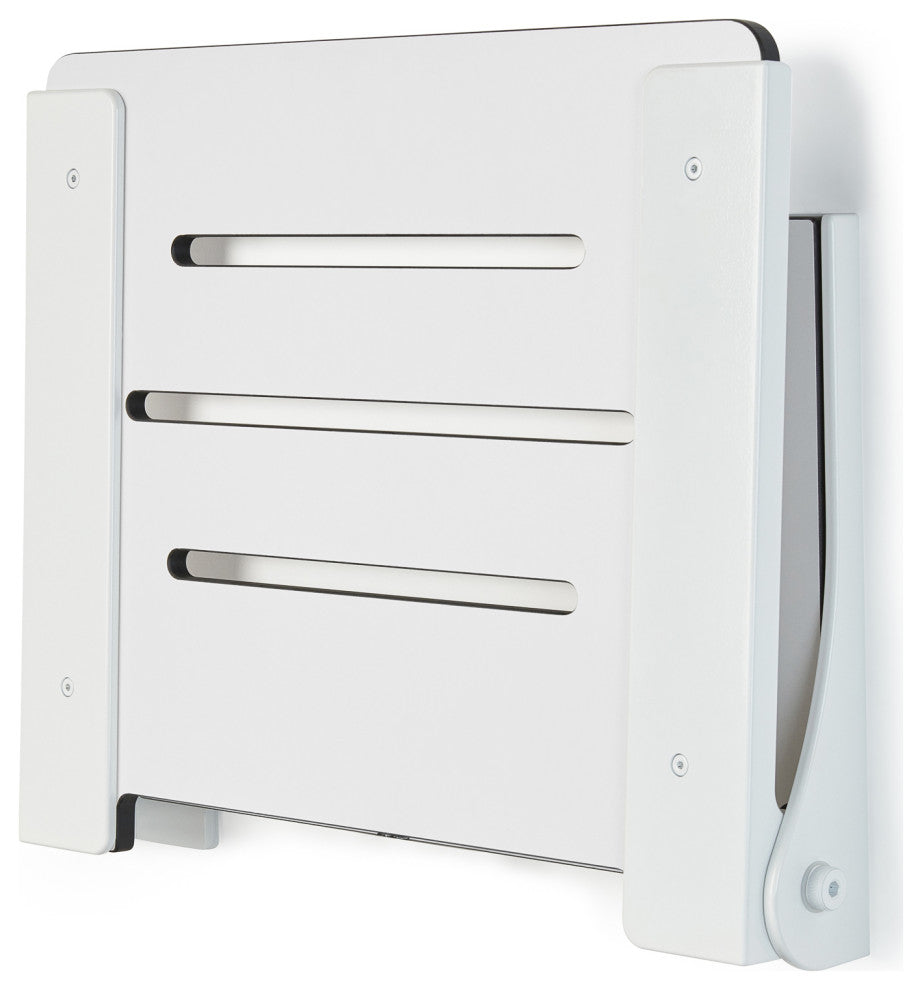 Silhouette Folding Wall Mount Shower Bench Seat, White Seat With White Frame