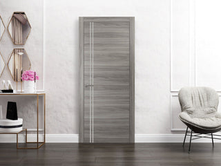Solid French Door 24 x 96 | Planum 0310 Ginger Ash with| Bathroom
