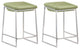 Set of Two Heathered Green and Stainless Indented Counter Stools