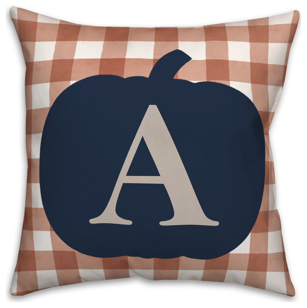Blue Pumpkin Monogram A 18x18 Spun Poly Pillow