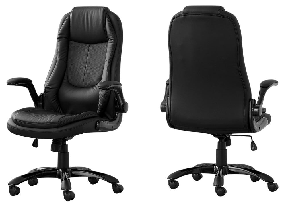 Black Faux Leather Tufted Seat Swivel Adjustable Executive Chair