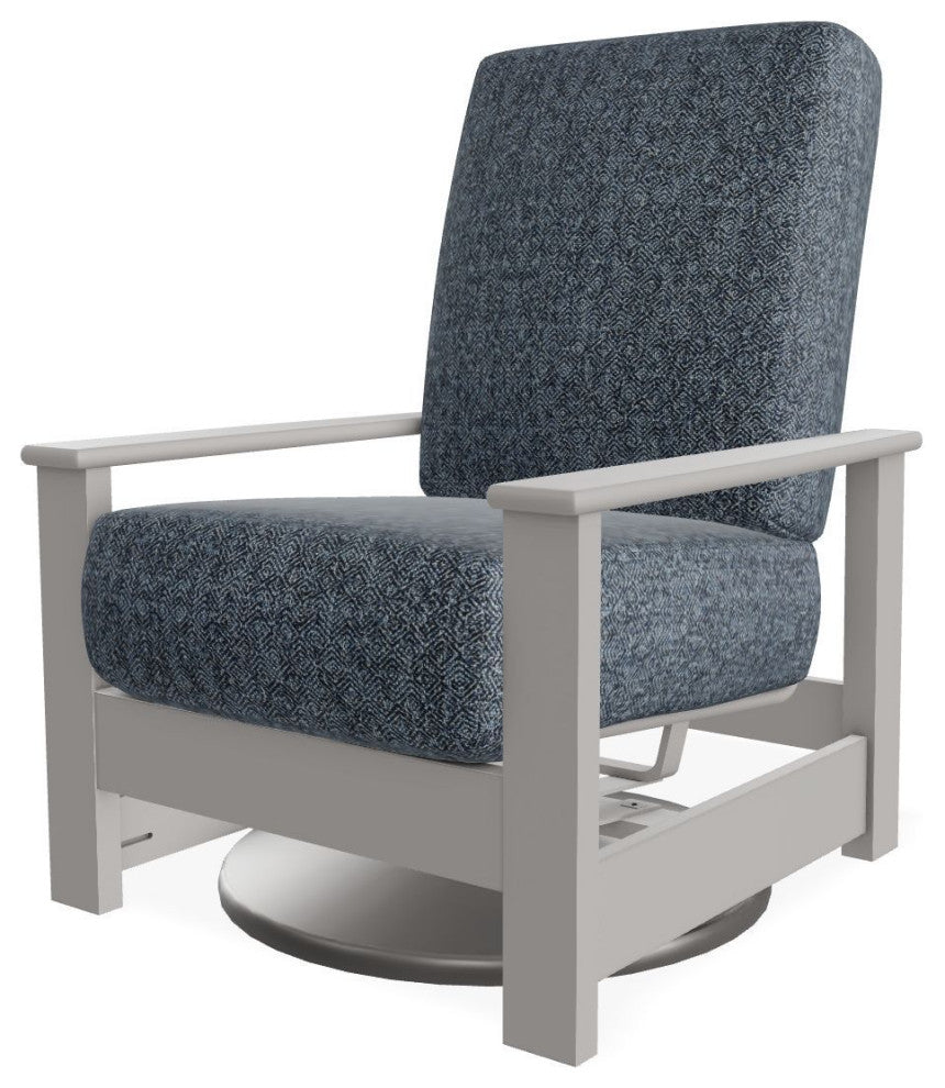 Leeward Deep Seat Outdoor Hidden Swivel Rocker, Restore Indigo/Warm Gray