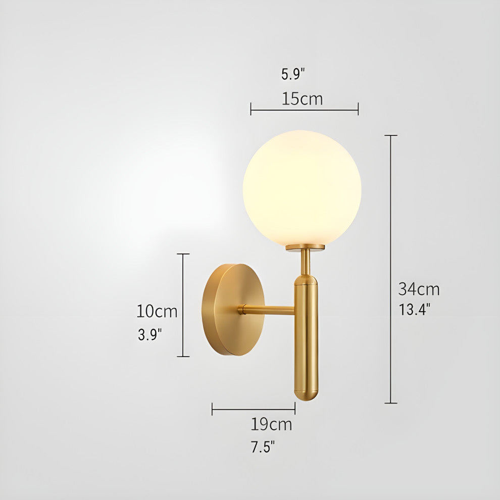 Modern Glass Wall Lamp in the Ball Shape, Living Room, Bedroom, Black, White, Warm Light