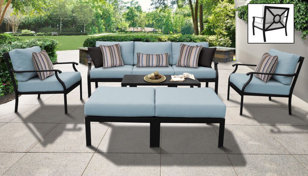 kathy ireland Madison Ave. 8 Piece Aluminum Patio Furniture Set 08c, Tranquil