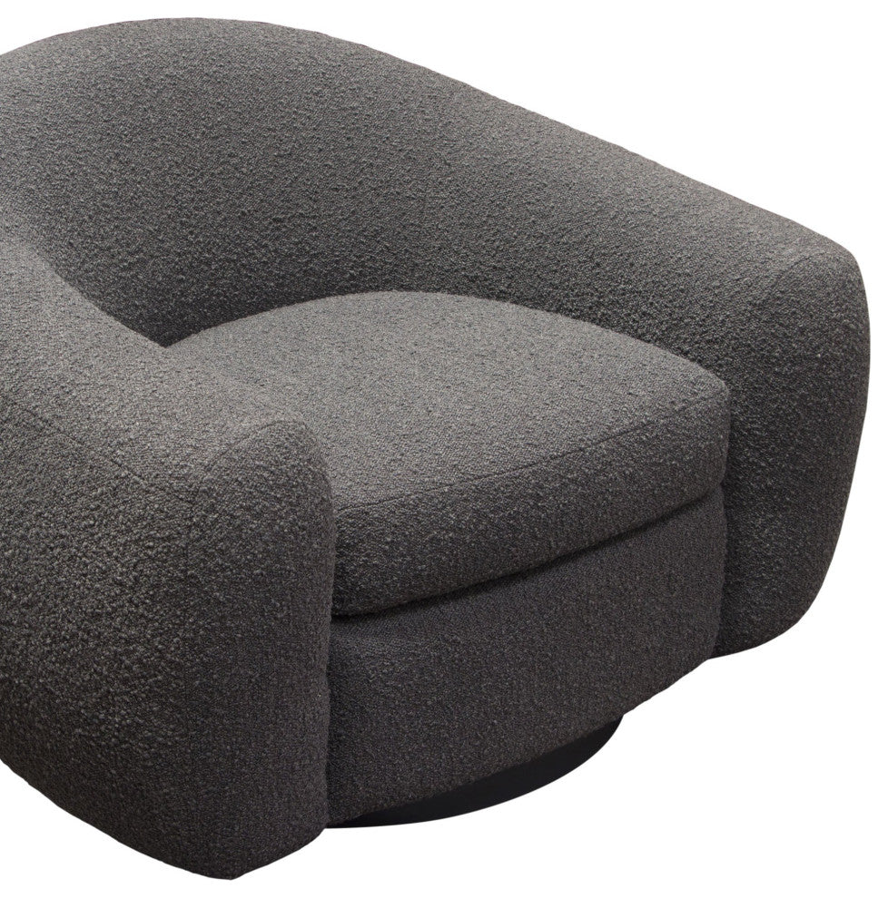 Pascal Swivel Chair With Boucle Textured Fabric, Charcoal