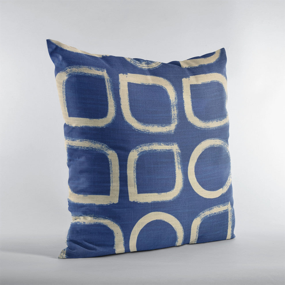 Plutus Blue Block Dot Luxury Throw Pillow, 20"x20"