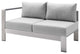 Sectional Sofa Chair Table Set, Sunbrella, Aluminum, Silver Gray, Outdoor