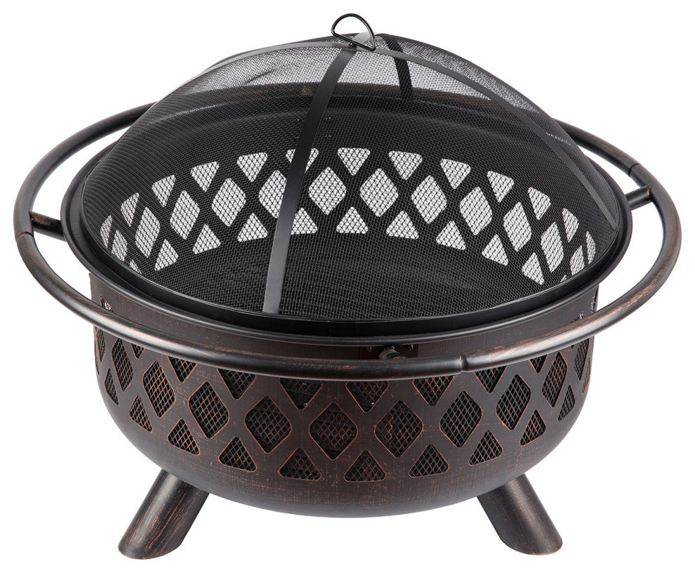 28'' H x 36'' W Iron Wood Burning Outdoor Fire Pit
