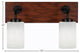 Oxbridge 2-Light Bath Bar, Matte Black & Painted Wood-look Metal/White Muslin