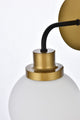 Helen 1-Light Bath Sconce, Black With Brass With Frosted Shade