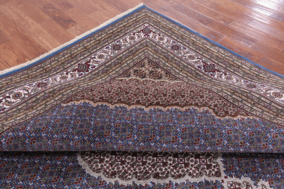 10' Square Wool & Silk Persian Tabriz Hand Knotted Rug - Q13011