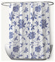 70"Wx73"L Traditional Floral Shower Curtain, Porcelain Blue
