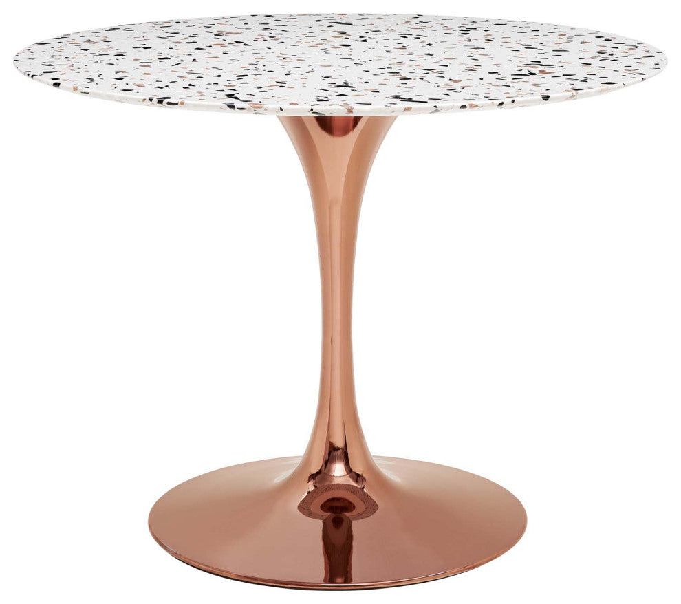 40" Dining Table, Round, Pink White, Metal, Modern, Cafe Bistro Hospitality