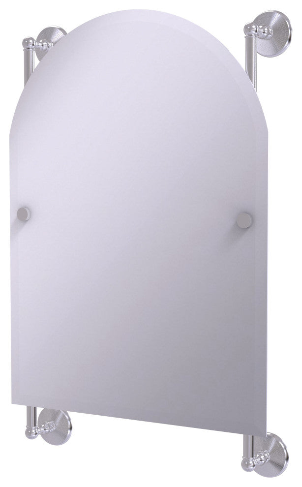 Monte Carlo Arched Top Frameless Rail Mounted Mirror, Satin Chrome