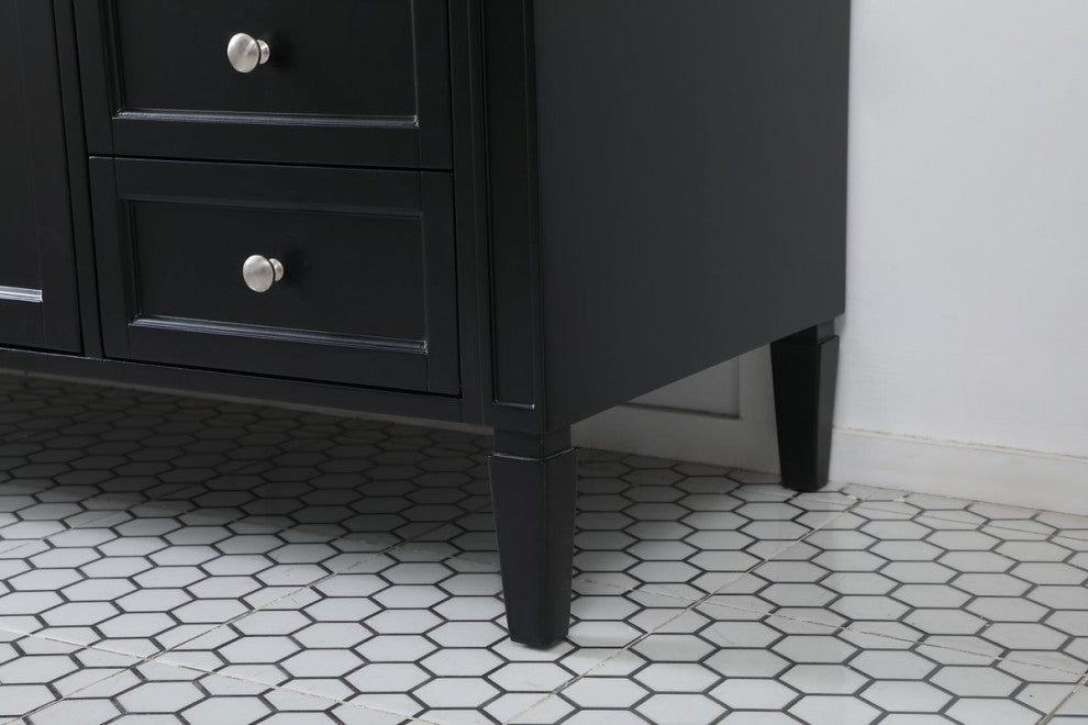 Home Living Vanity with Carrara White Marble Countertop, Black, 60", Single Sink