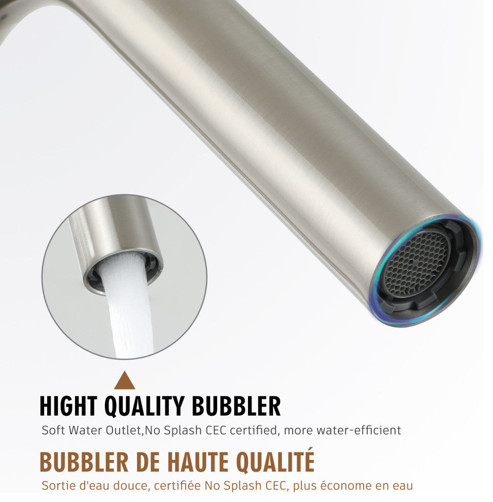 Freestanding Single-Handle Bathtub Faucet with Hand Shower, Brushed Nickel