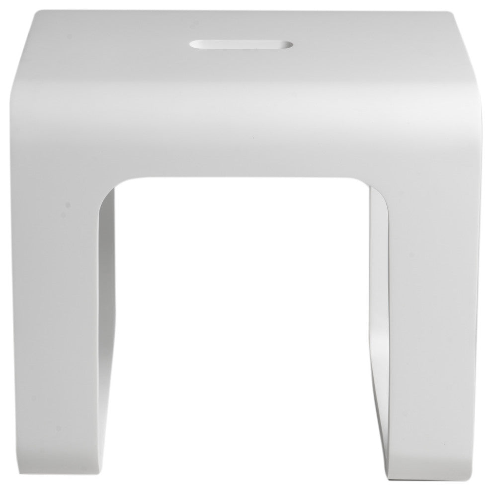 White Matte Solid Surface Resin Bathroom/Shower Stool, Solid