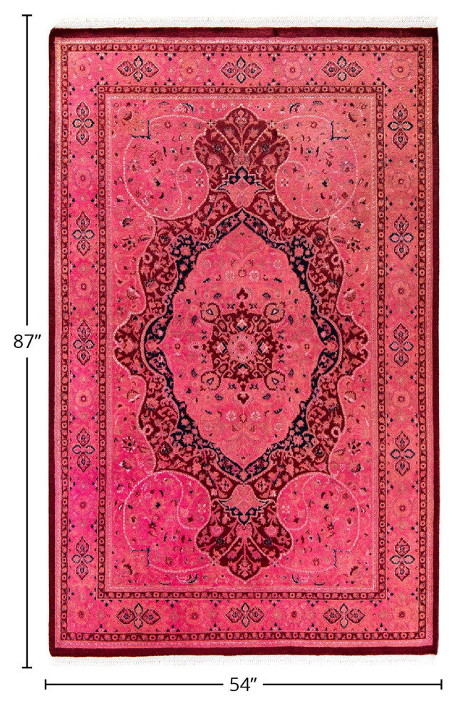 Fine Vibrance, One-of-a-Kind Hand-Knotted Area Rug Pink, 4'6"x7'3"
