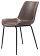 Dining Chair, Set of 2, Faux Vinyl Leather, Steel, Brown, Black, Mid Century