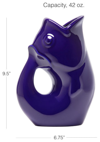 Gurgle Pot Pitcher, 42oz Capacity, 9.5" x 6.75", Cobalt