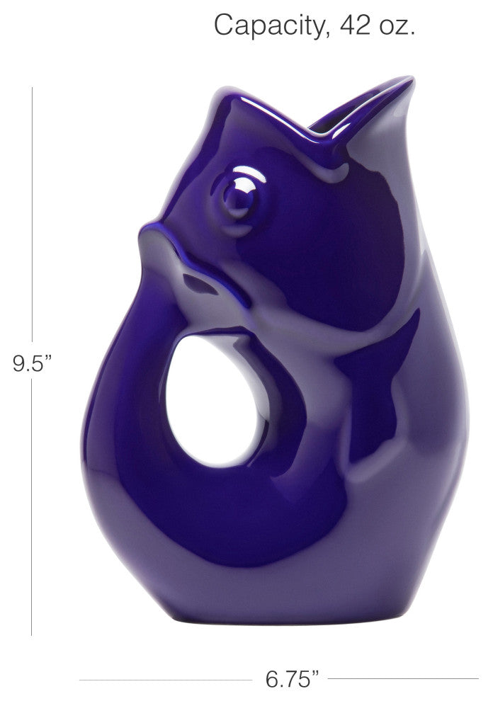 Gurgle Pot Pitcher, 42oz Capacity, 9.5" x 6.75", Cobalt