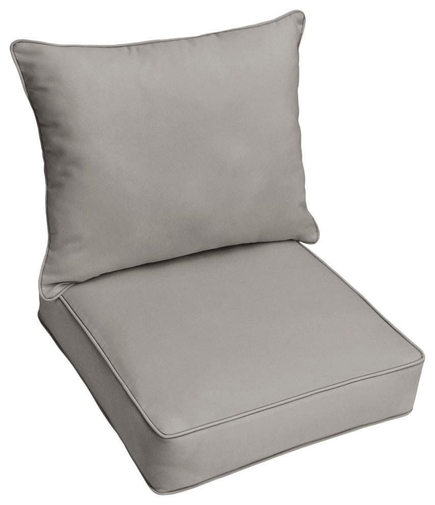 Gray Outdoor Corded Deep Seating Pillow and Cushion Set, 23x25x5