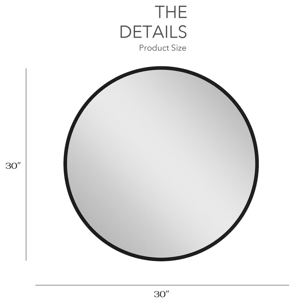 Round Framed Wall Mounted Bathroom Vanity Mirror, 30''