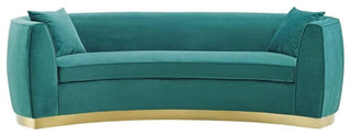 Teal Resolute Curved Performance Velvet Sofa
