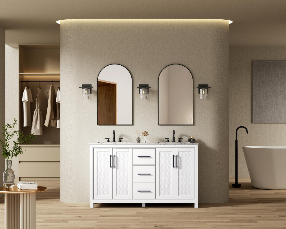 Home Living 60" Double Bathroom Vanity, White