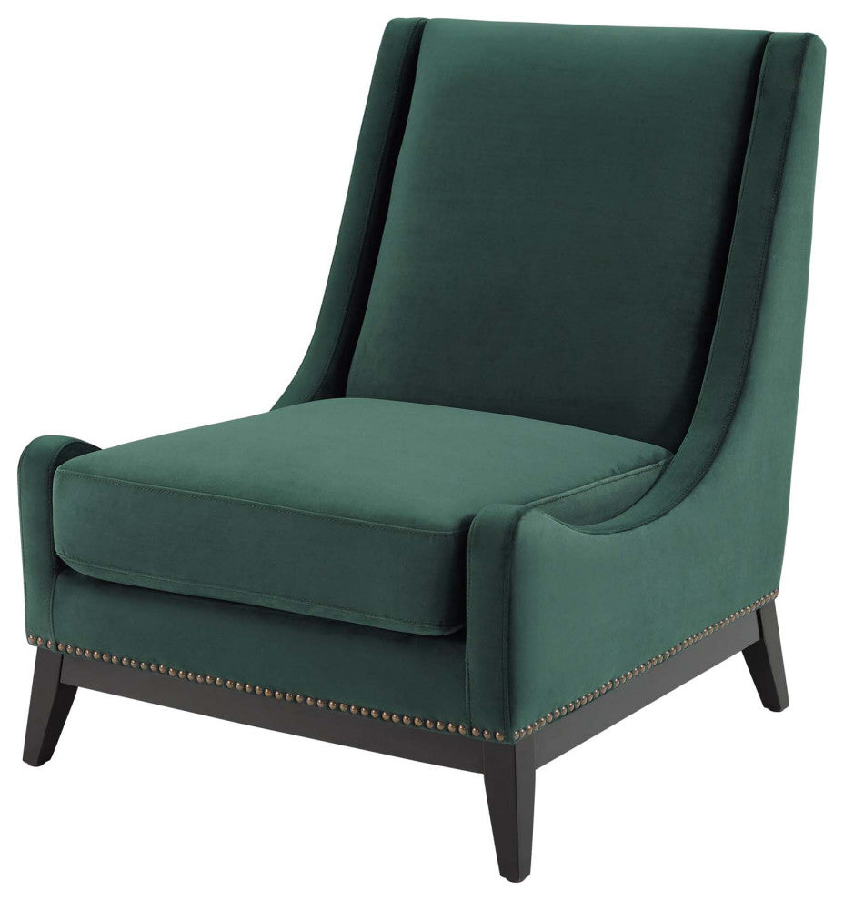 Modern Designer Lounge Club Lobby Accent Side Chair, Velvet Fabric, Green