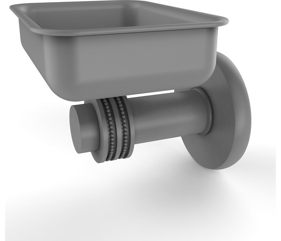 Mercury Wall Mounted Soap Dish with Dotted Accents, Matte Gray